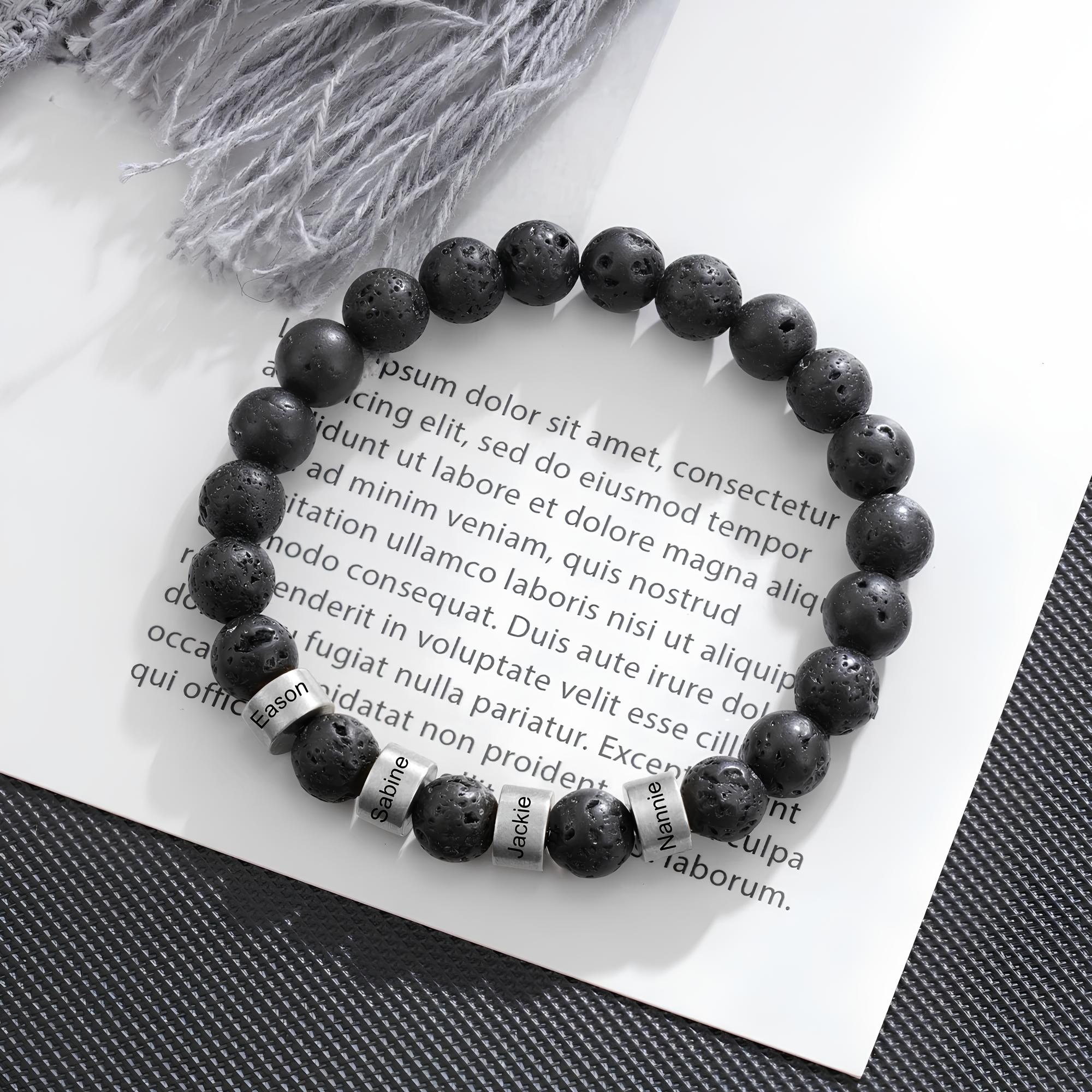 Lava Bead Bracelet - 1-4 Engraved Names