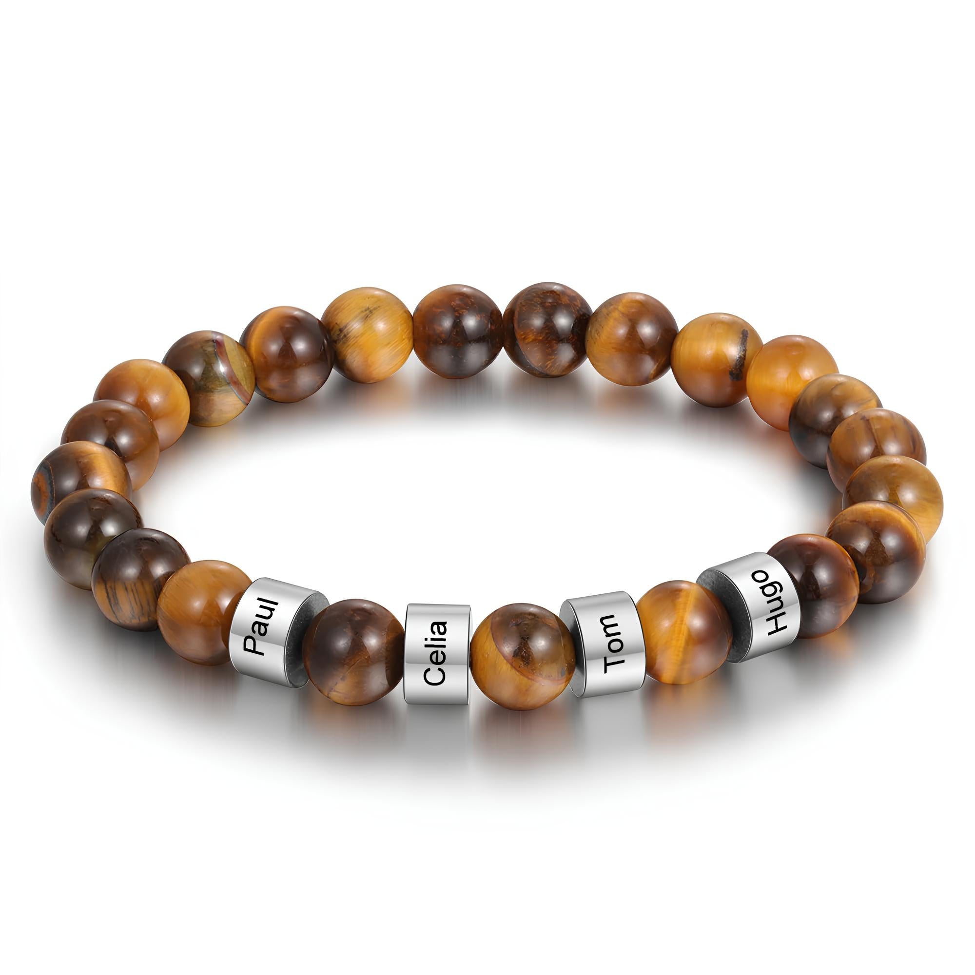 Custom Tiger Eye Bracelet – Personalized with 1-4 Names