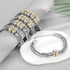 Mens Silver & Gold Custom Curb Bracelet