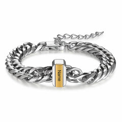 Mens Silver & Gold Custom Curb Bracelet