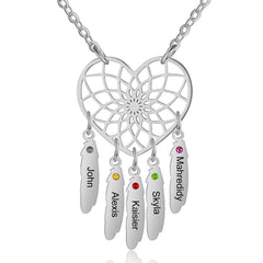 Heart Dreamcatcher Necklace with Birthstones