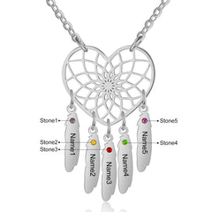 Heart Dreamcatcher Necklace with Birthstones