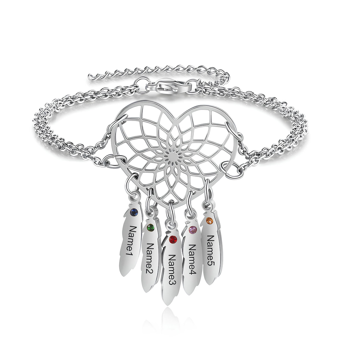 Heart Dreamcatcher Bracelet with Birthstones