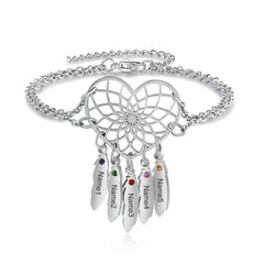 Heart Dreamcatcher Bracelet with Birthstones