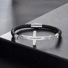 Leather Cross Bracelet