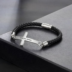 Leather Cross Bracelet