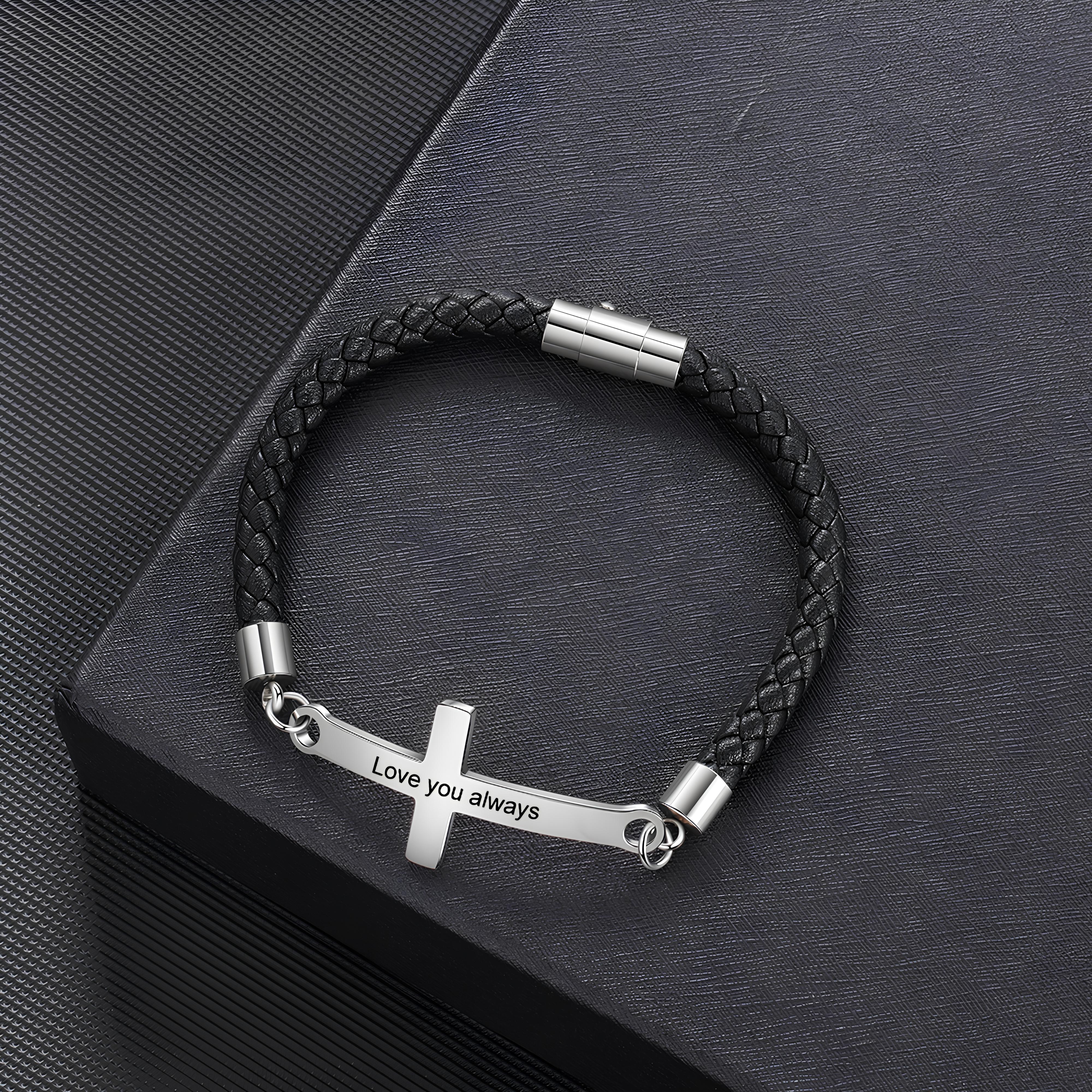 Leather Cross Bracelet