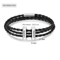 Fathers Corded Bracelet with Names