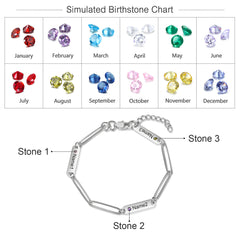 Custom Paper Clip Bracelet with Birthstone