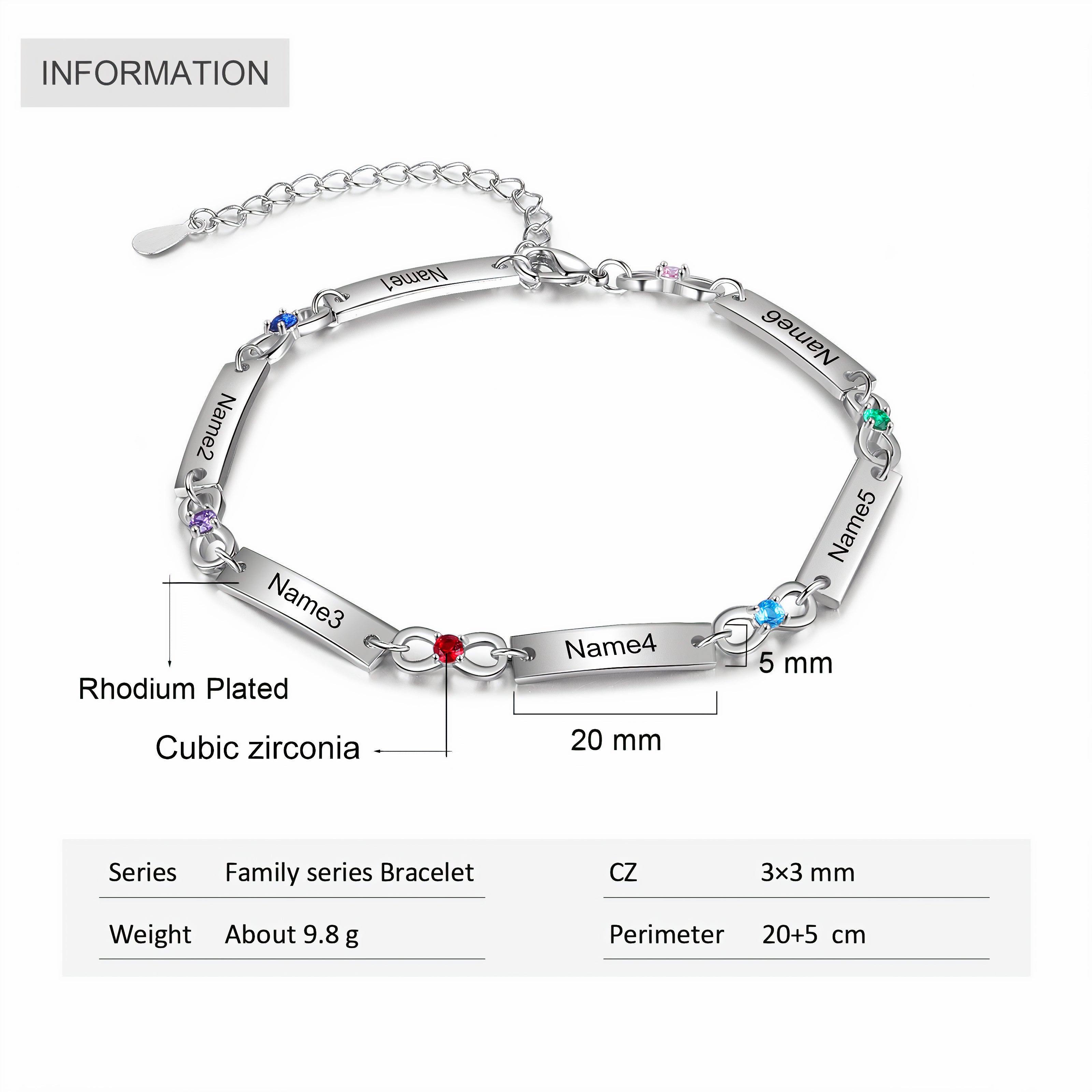 Custom Birthstone Infinity Bracelet