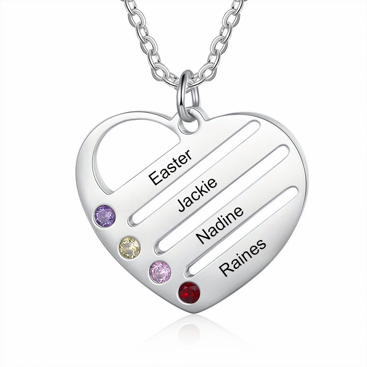 Birthstones Heart Necklace for Mom