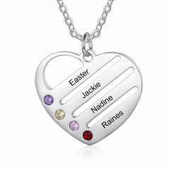 Birthstones Heart Necklace for Mom