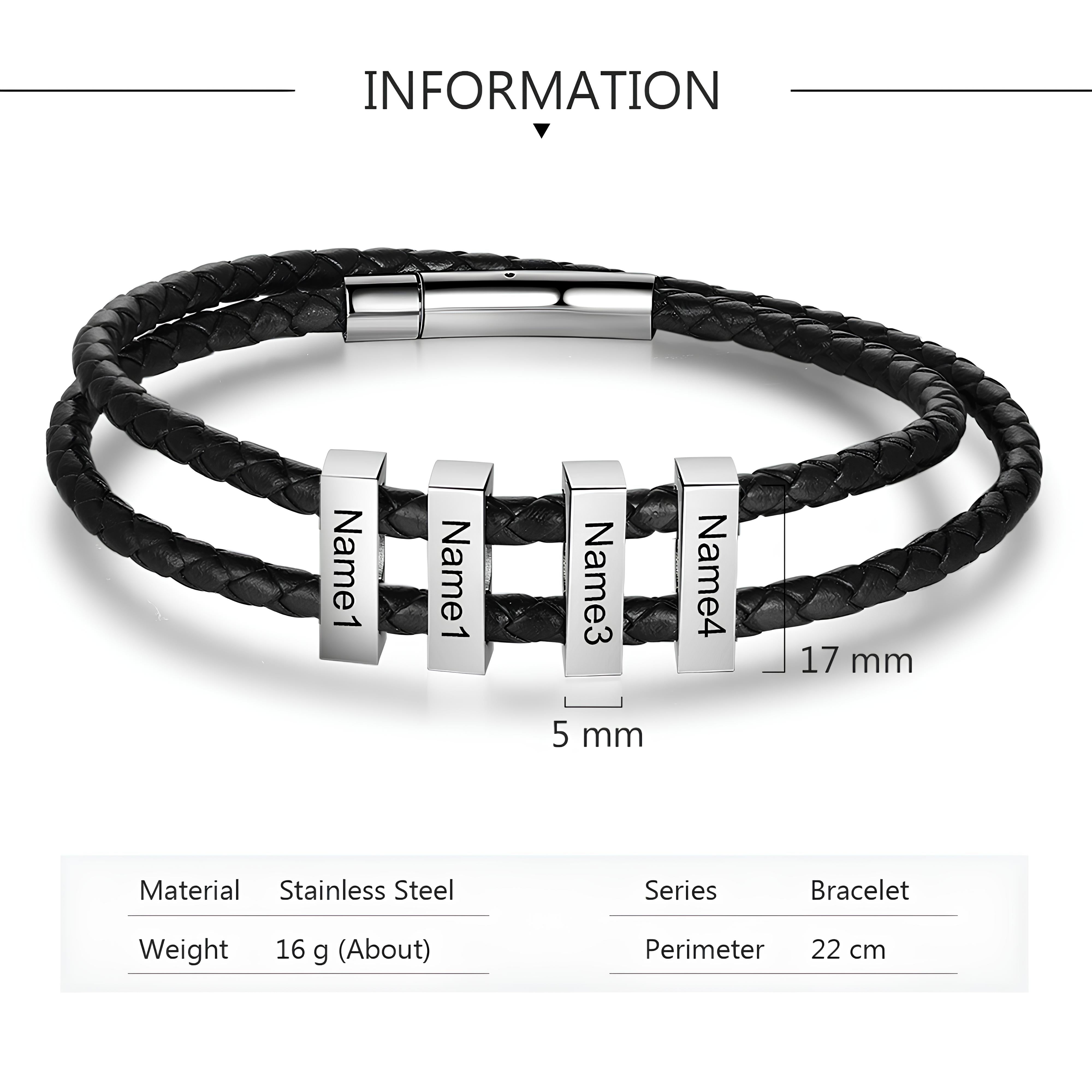 Engraved Men Leather Bracelet