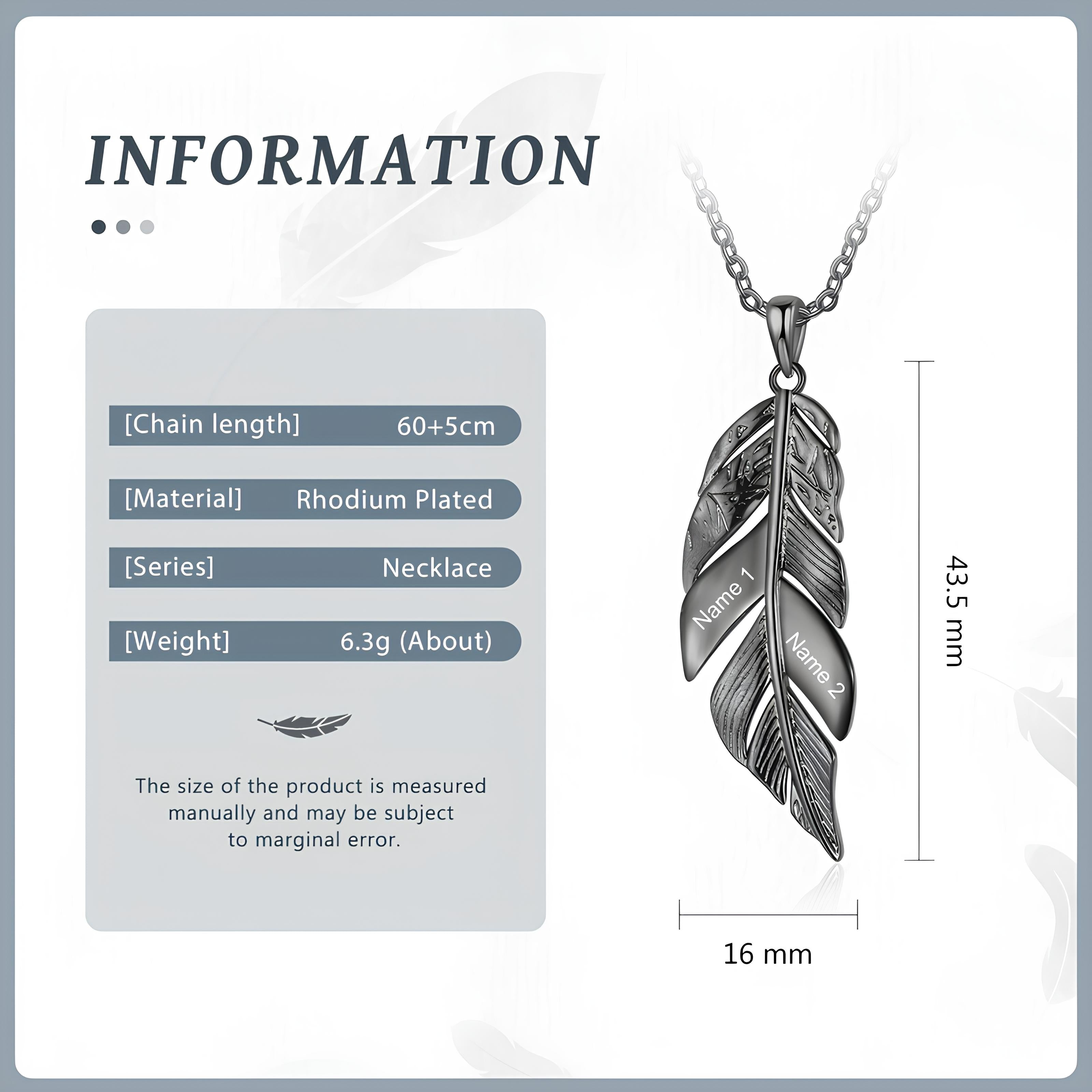 Custom Feather Necklace - Black