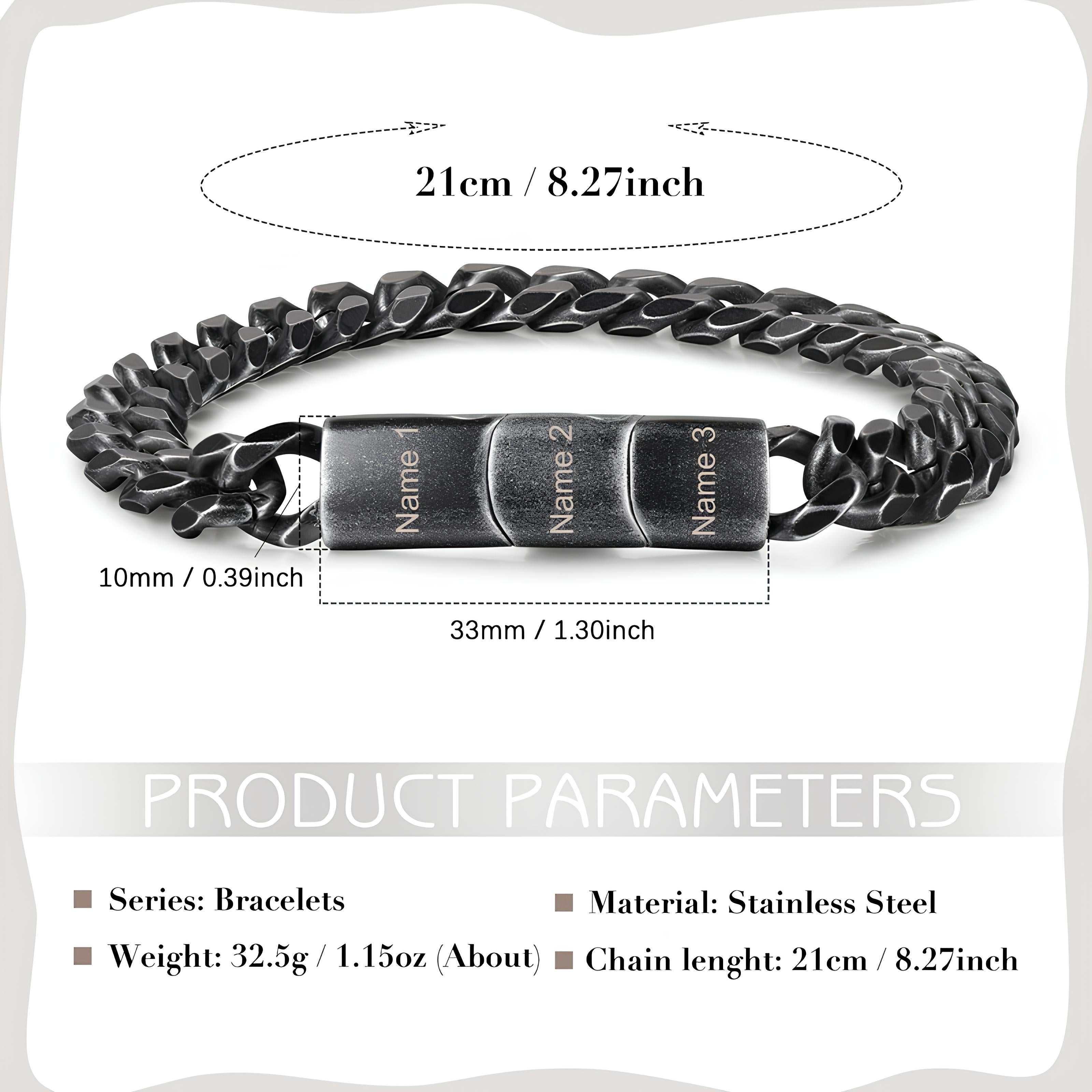 Oxidized Silver Custom Mens Bracelet