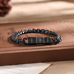 Oxidized Silver Custom Mens Bracelet