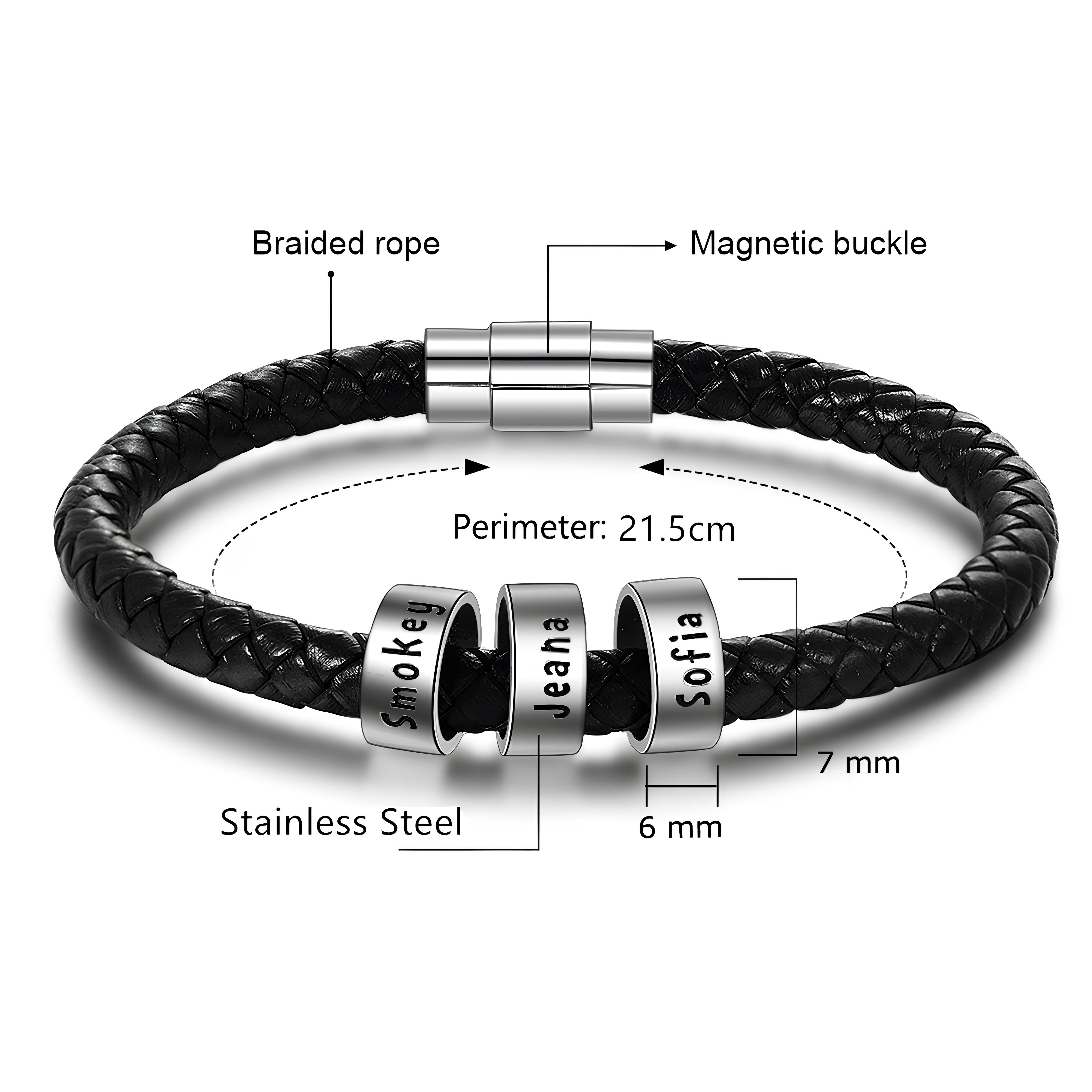 Leather Men Bracelet with Charms