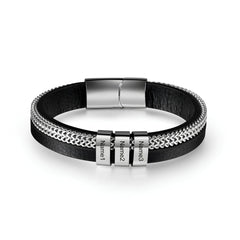 Mens Black & Silver Bracelet