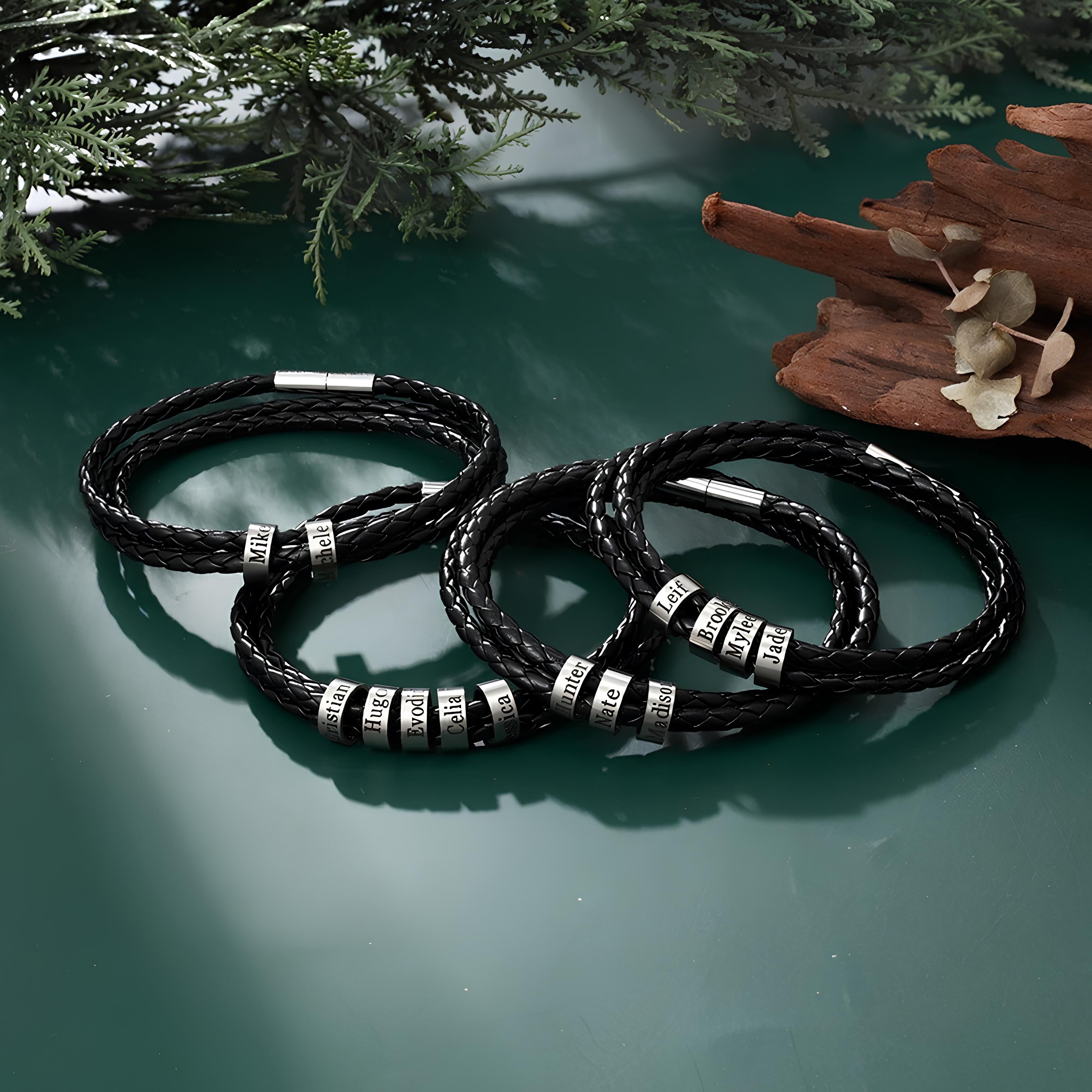 Braided Bracelet for Men with Charms