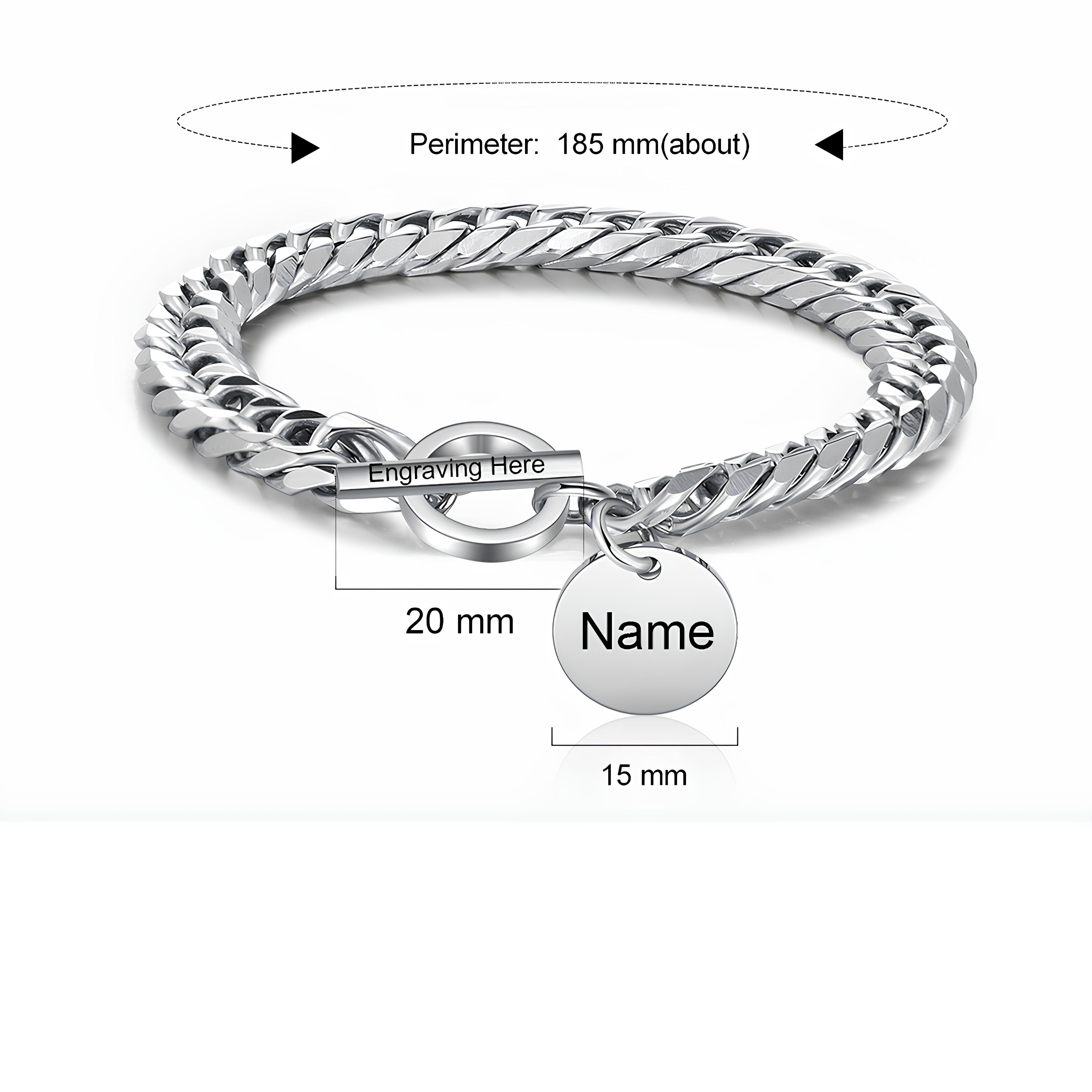 Engraved Cuban Chain Bracelet