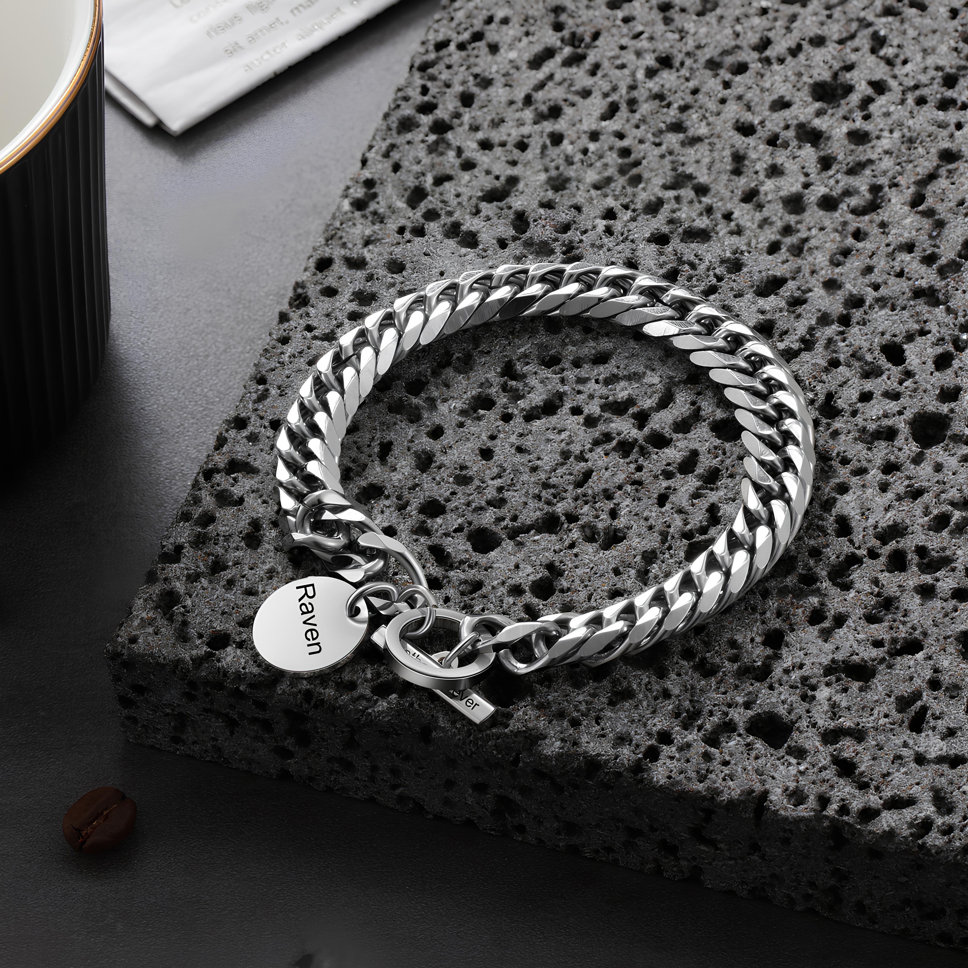 Engraved Cuban Chain Bracelet