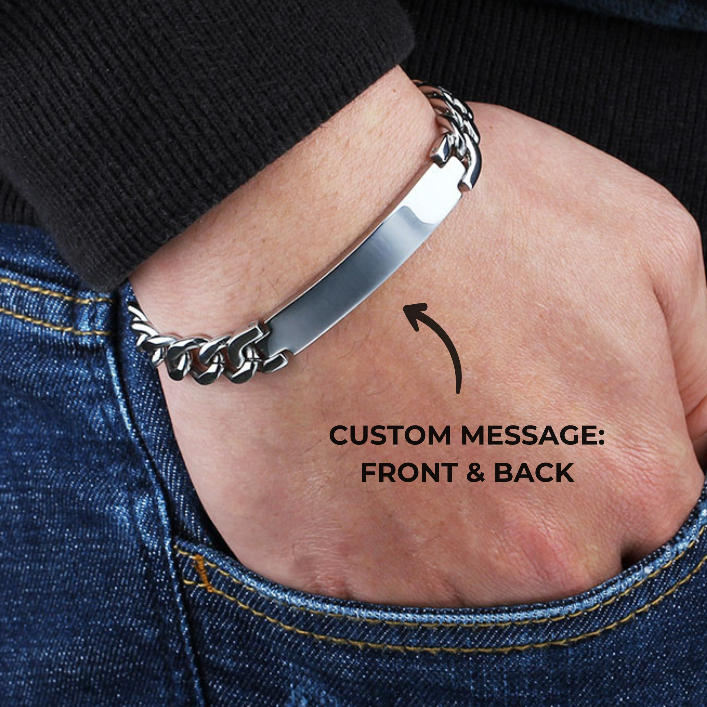 Mens ID Bracelet Silver