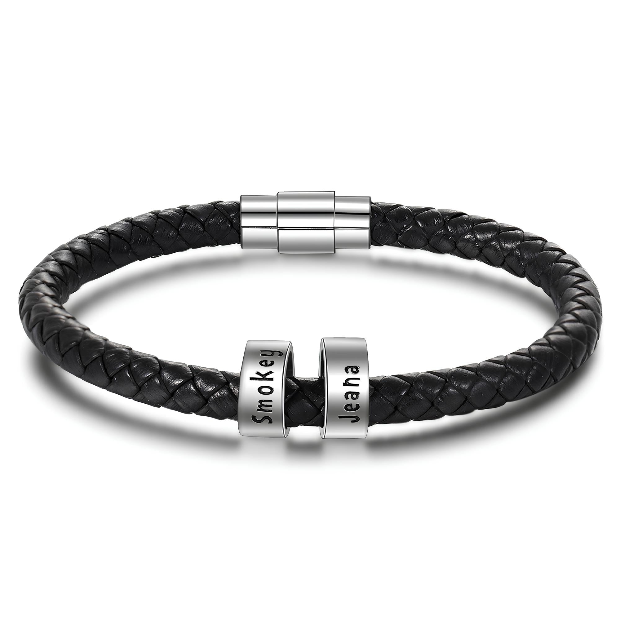 Leather Men Bracelet with Charms