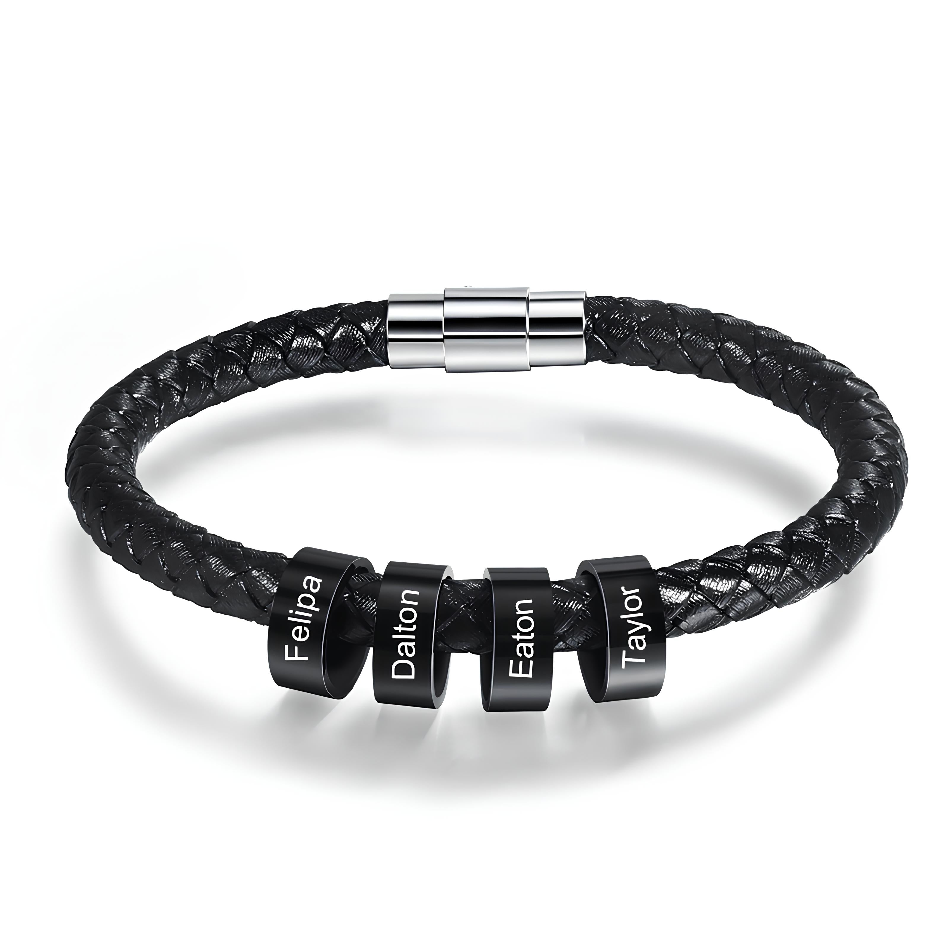 Leather Men Bracelet with Charms