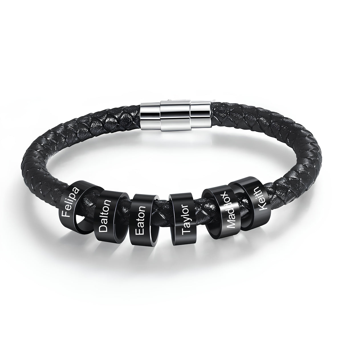 Leather Men Bracelet with Charms