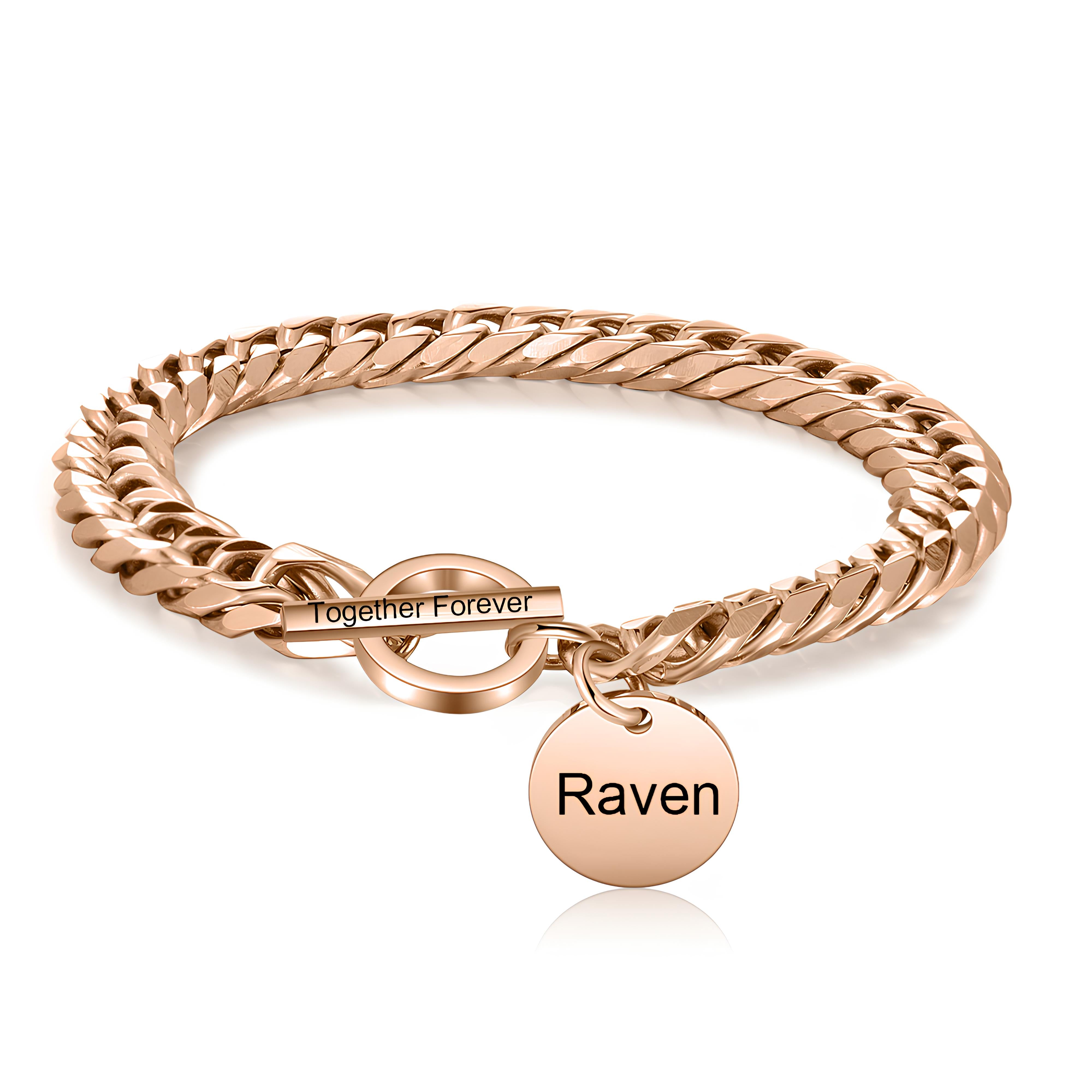 Engraved Cuban Chain Bracelet