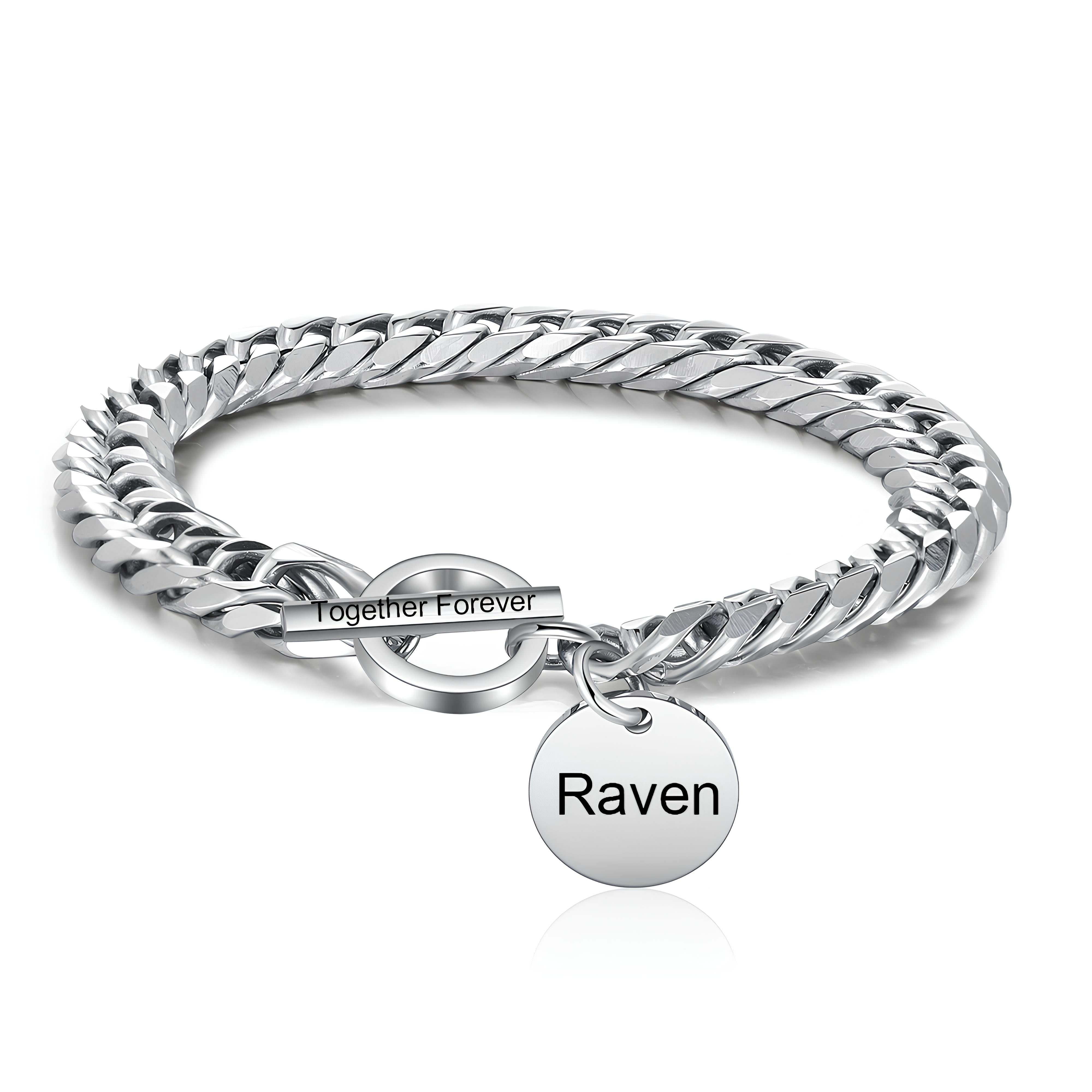 Engraved Cuban Chain Bracelet