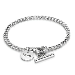 Engraved Cuban Chain Bracelet